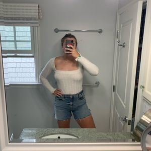 Free People Square neck beige bodysuit